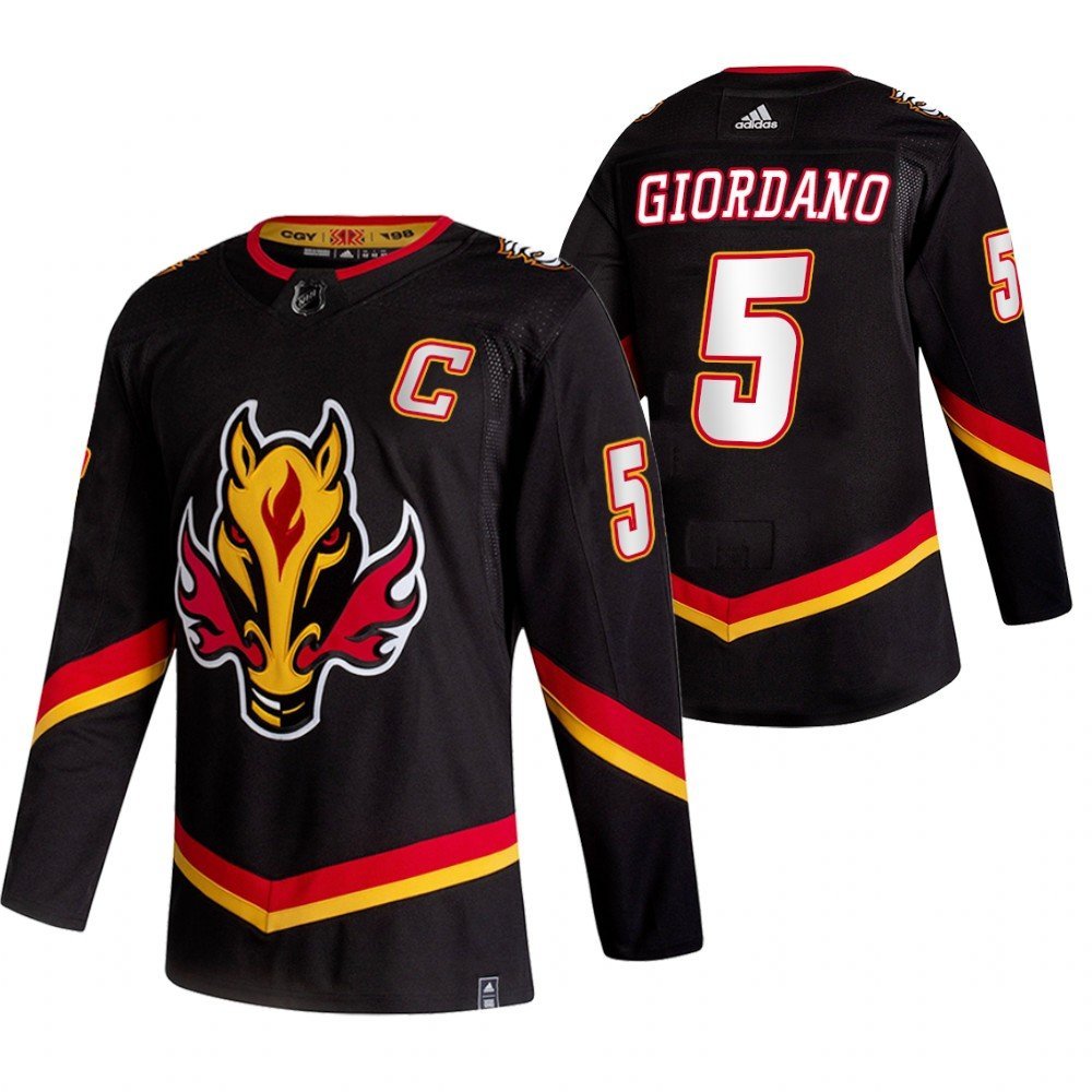 Calgary Flames #5 Mark Giordano Black Reverse Retro Alternate Jersey