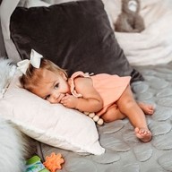 Baby girl on Grey Nook Lilypad2 Best Baby and Toddler Play mat